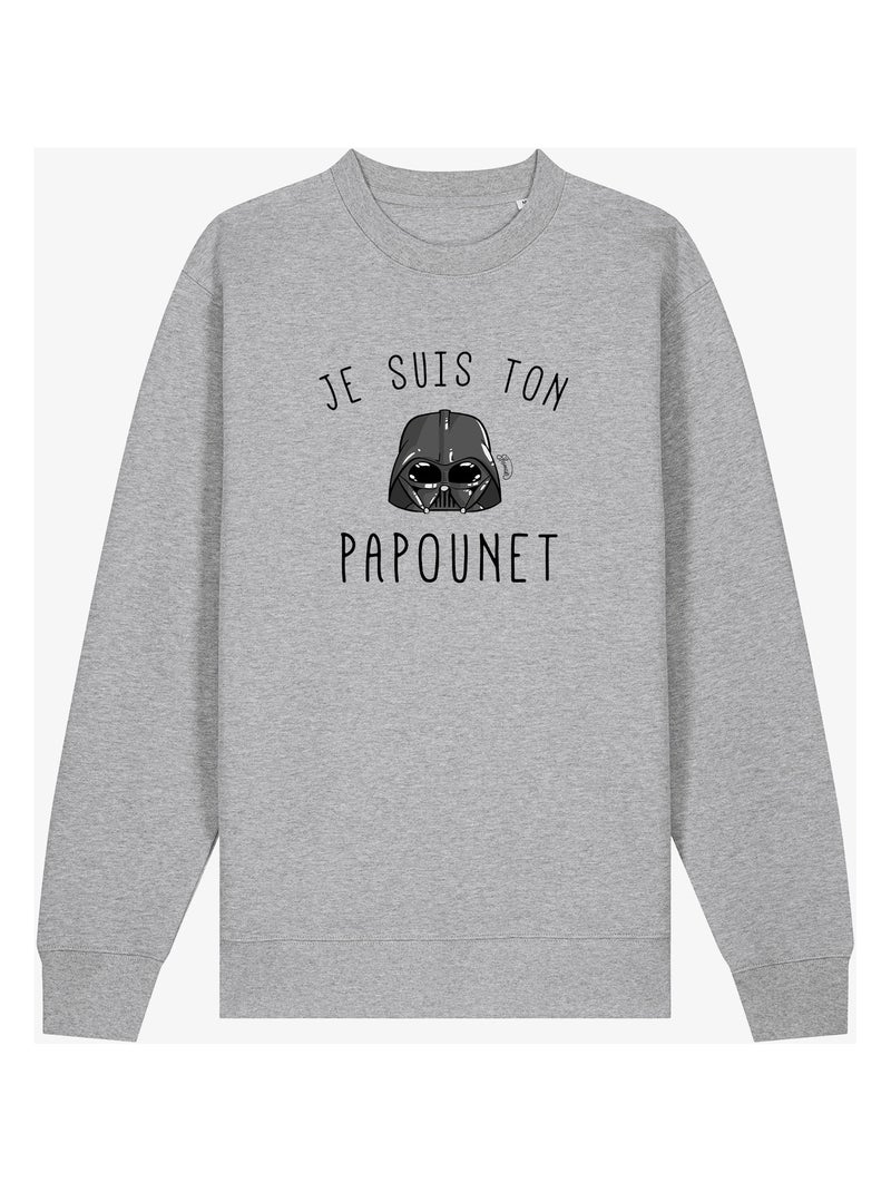 Sweat Homme - JE SUIS TON PAPOUNET Gris chiné - Kiabi
