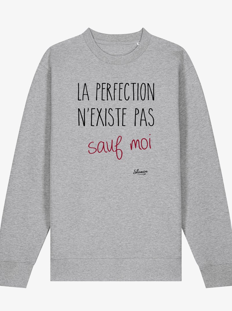 Sweat Homme - LA PERFECTION N'EXISTE PAS SAUF MOI Gris chiné - Kiabi