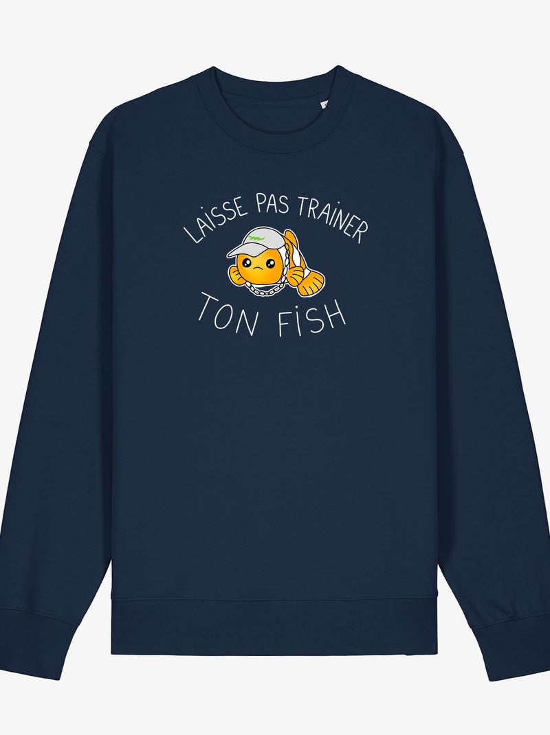 Sweat Homme - LAISSE PAS TRAINER TON FISH Bleu marine - Kiabi