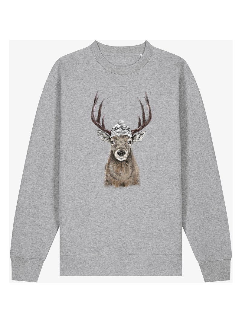 Sweat Homme - LET'S GO OUTSIDE Gris chiné - Kiabi