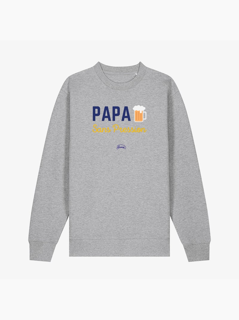 Sweat Homme - PAPA SANS PRESSION Gris chiné - Kiabi