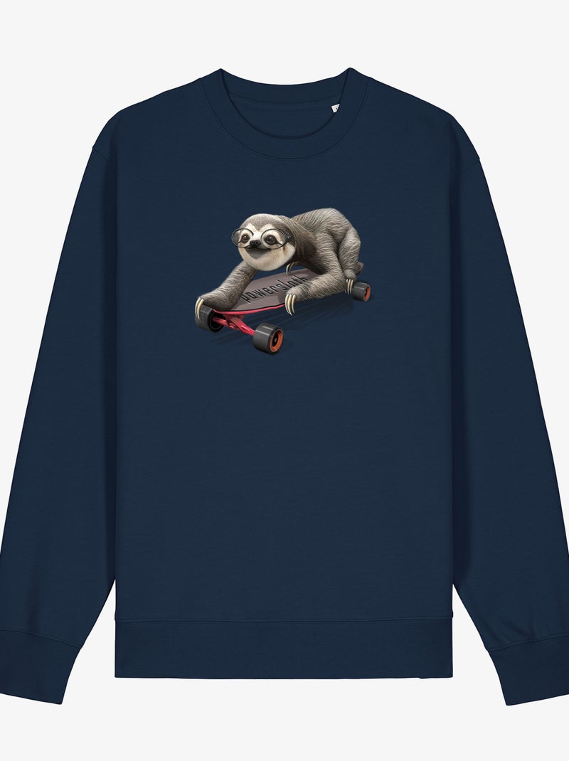 Sweat Homme - SKATEBOARD SLOTH Bleu marine - Kiabi