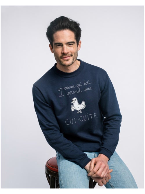 Sweat Homme - UN OISEAU QUI BOIT IL PREND UNE CUI-CUITE - Kiabi Sweat Homme - UN OISEAU QUI BOIT IL PREND UNE CUI-CUITE - Kiabi