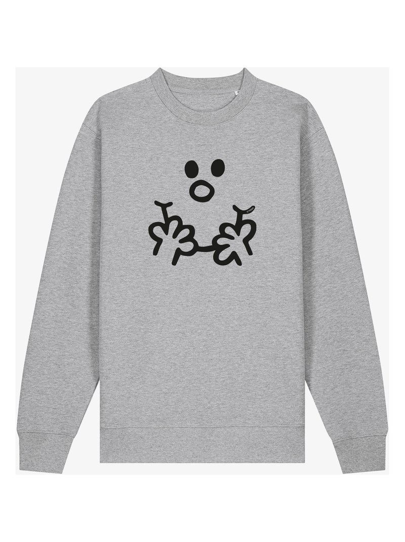 Sweat Homme - VISAGE MONSIEUR Gris chiné - Kiabi