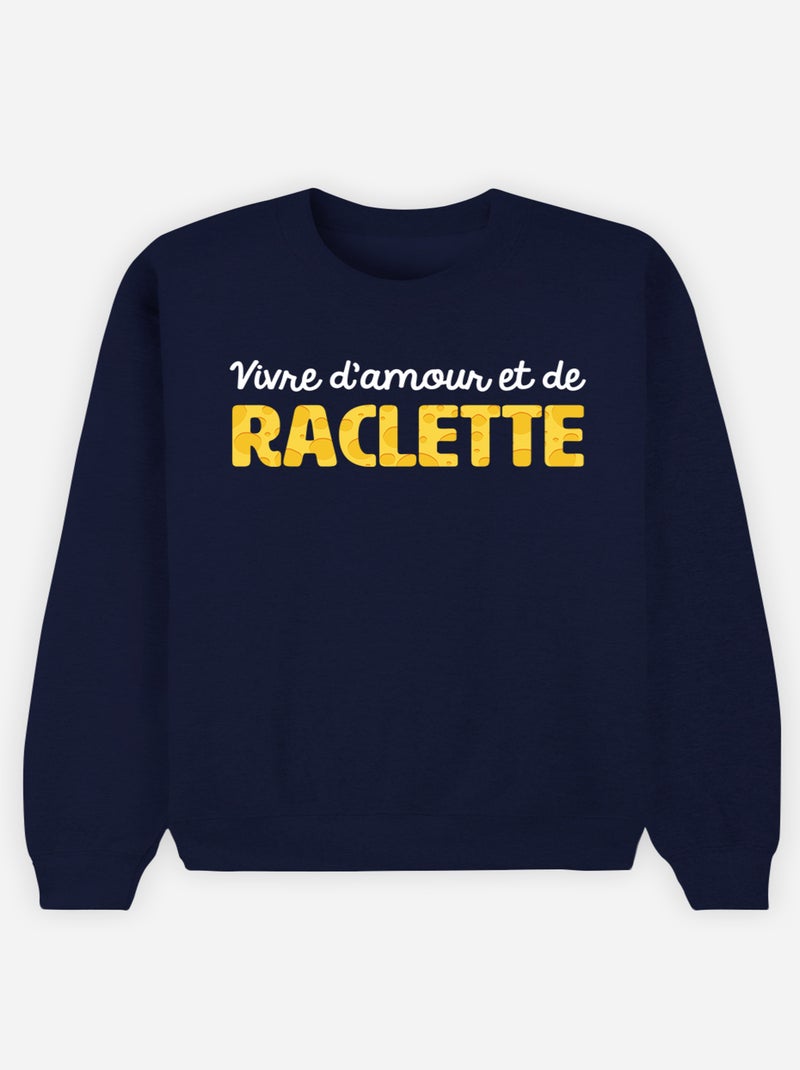 Sweat Homme - VIVRE D'AMOUR ET DE RACLETTE Bleu marine - Kiabi