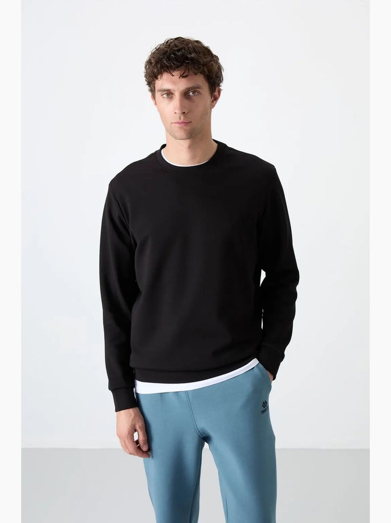 Sweat homme uni à col rond tommy Noir - Kiabi