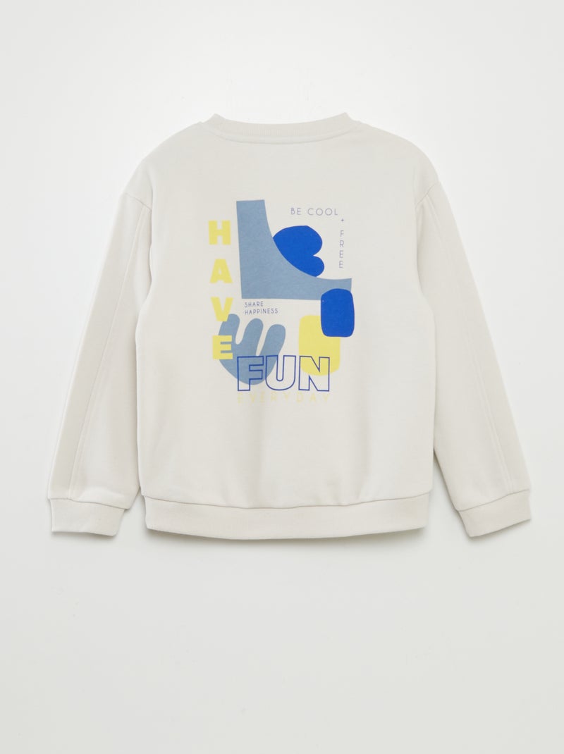 Sweat imprimé à col rond et large Blanc - Kiabi