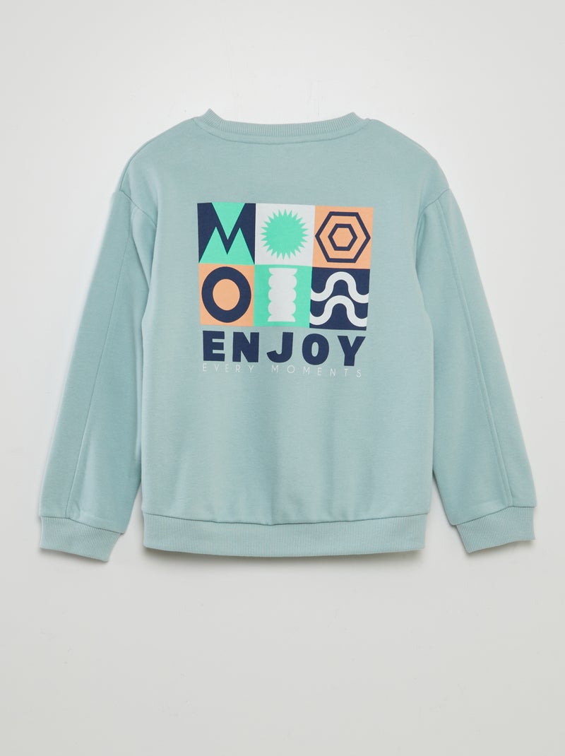 Sweat imprimé à col rond et large Bleu - Kiabi