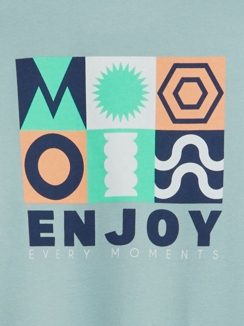 Sweat imprimé à col rond et large Bleu - Kiabi