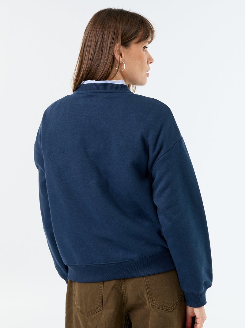 Sweat imprimé à manches longues Bleu - Kiabi