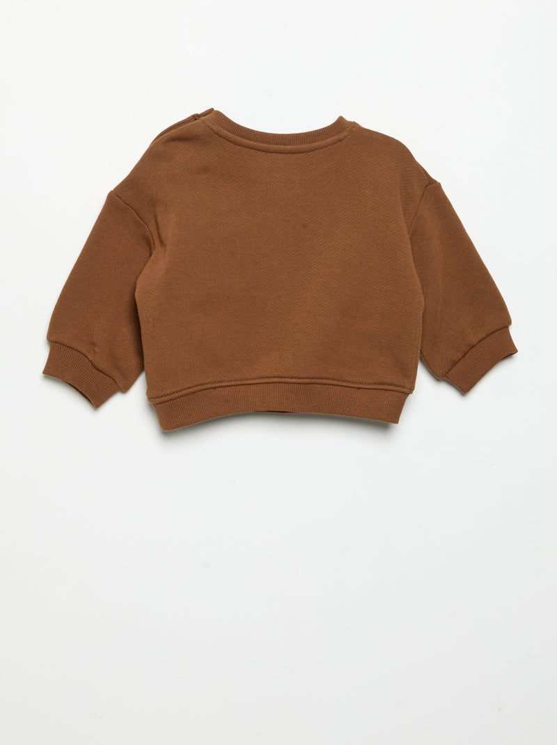 Sweat imprimé à manches longues Marron - Kiabi