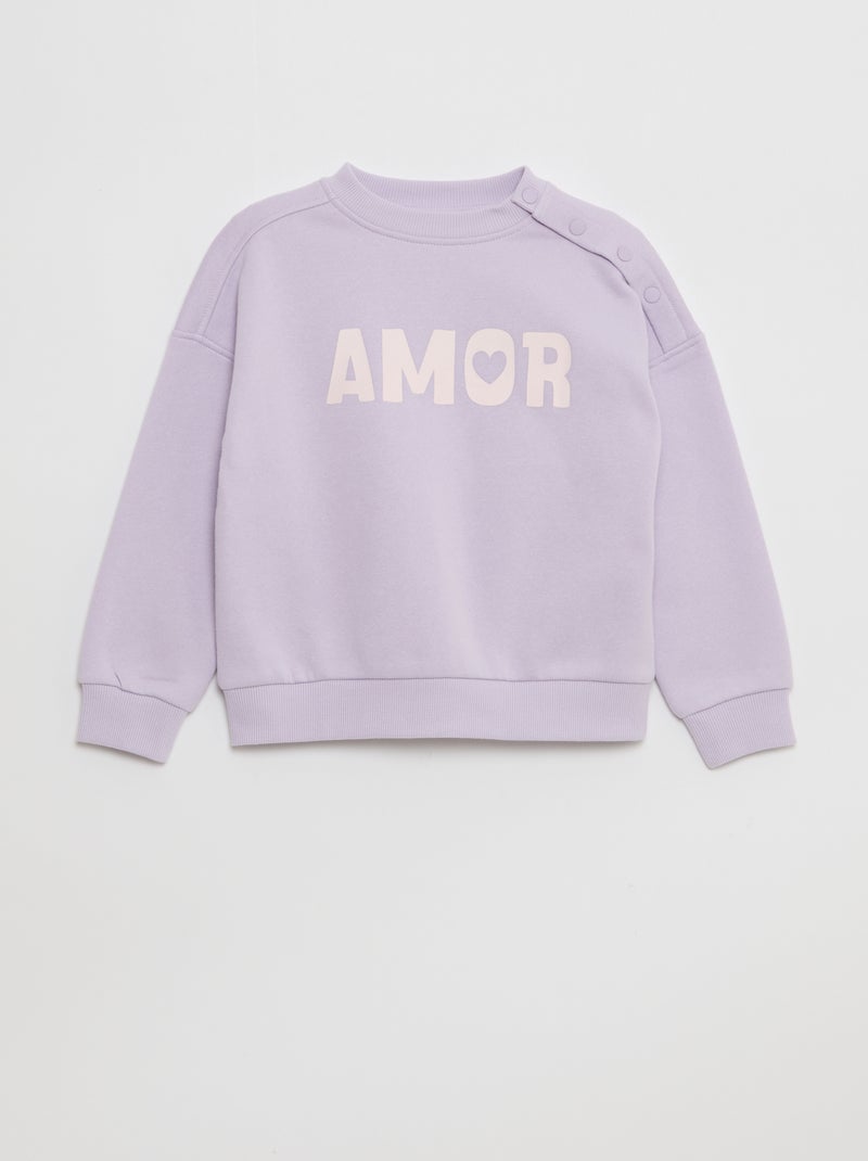 Sweat imprimé avec pressions aimantées à l'épaule - So Easy Violet - Kiabi