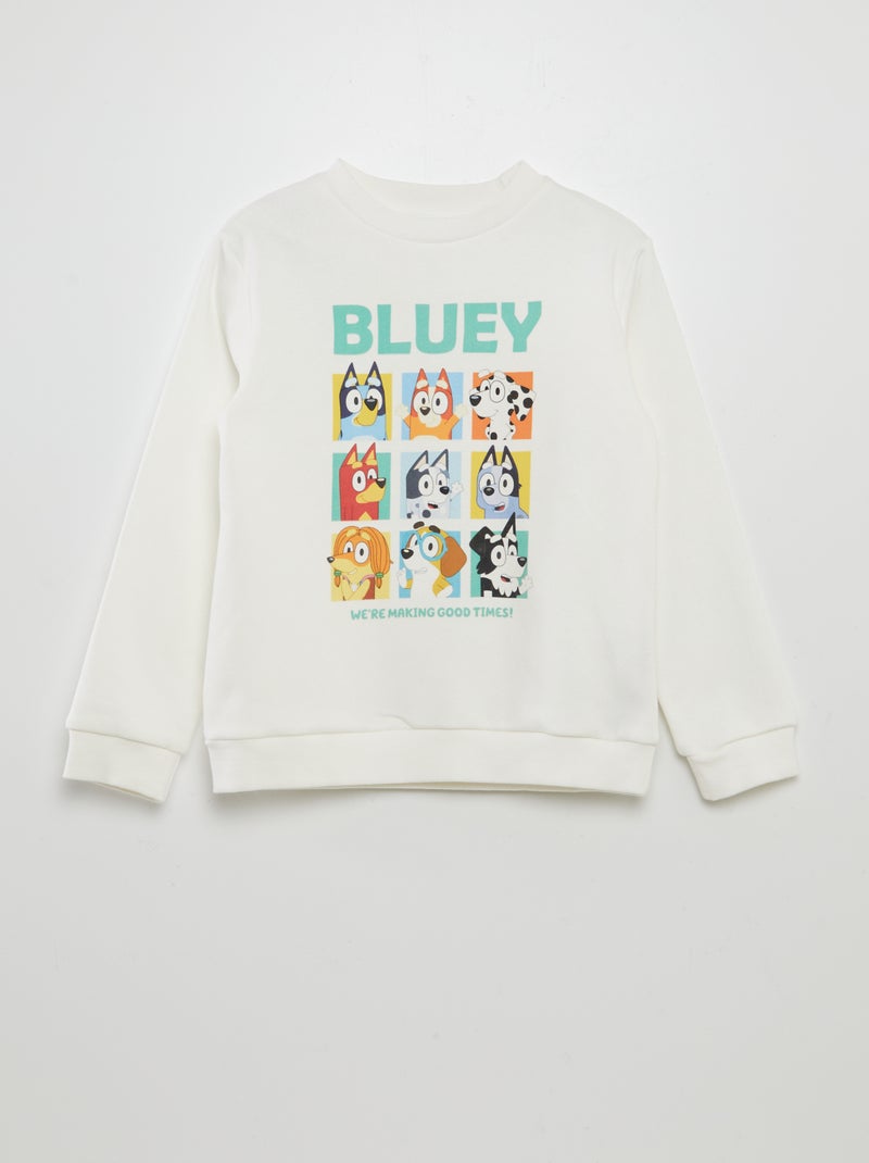 Sweat imprimé 'Bluey' en molleton blanc - Kiabi