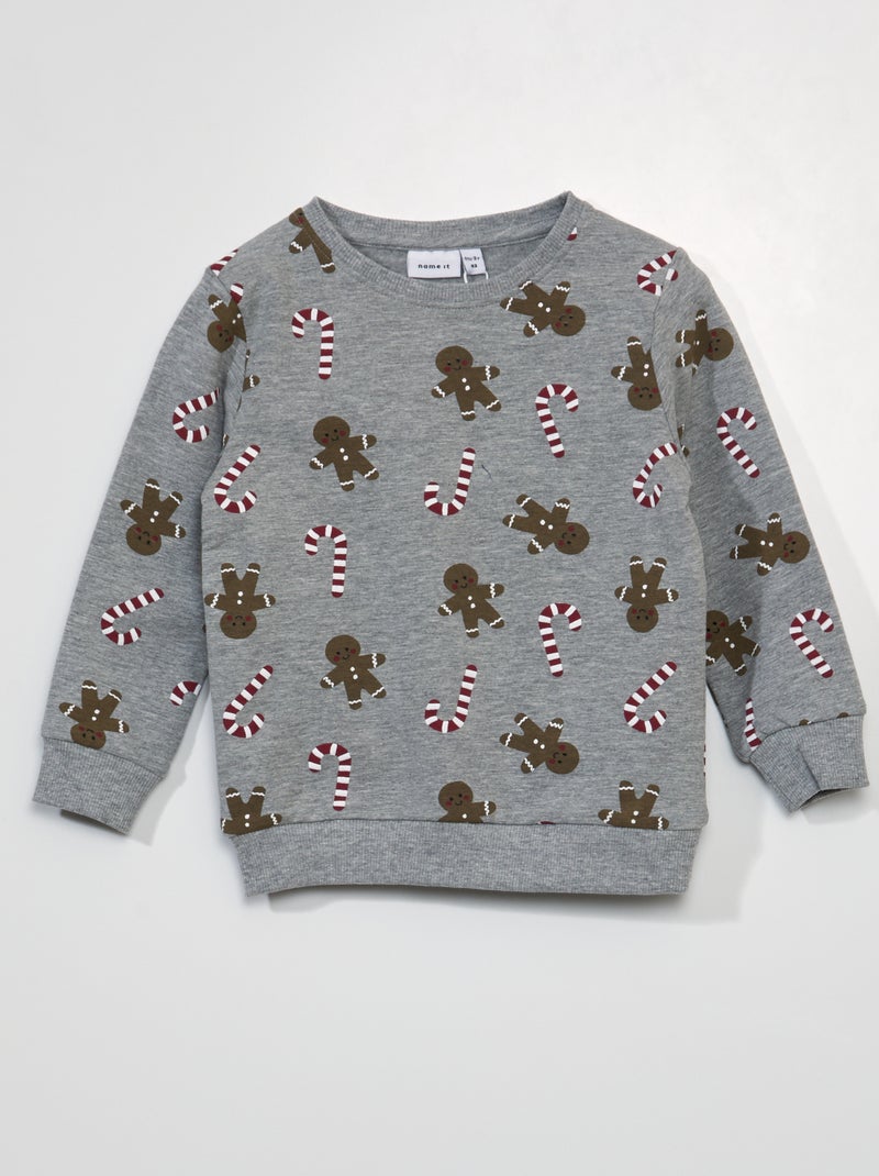 Sweat imprimé de Noël Gris - Kiabi