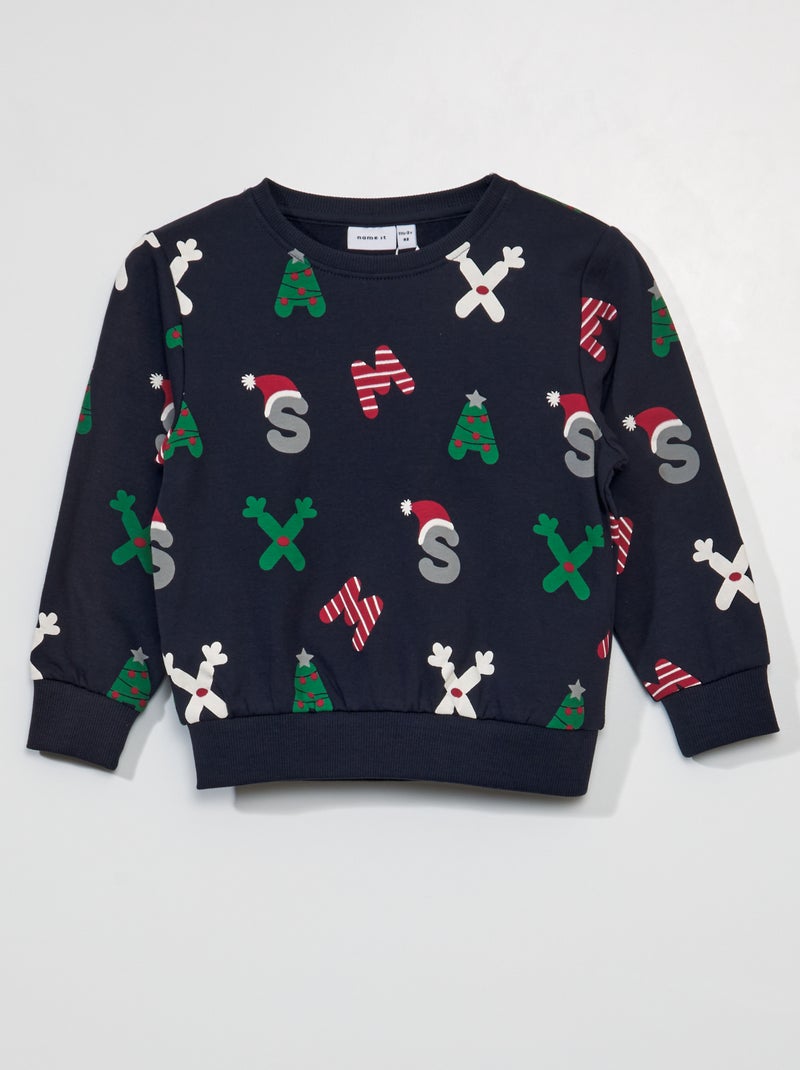 Sweat imprimé de Noël Marine - Kiabi