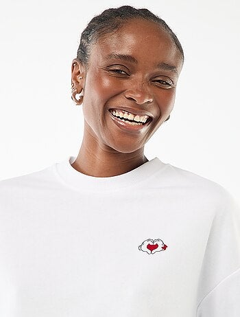Sweat imprimé 'Disney' 'Mickey et minnie' en coton uni