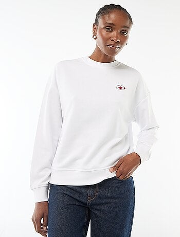 Sweat imprimé 'Disney' 'Mickey et minnie' en coton uni