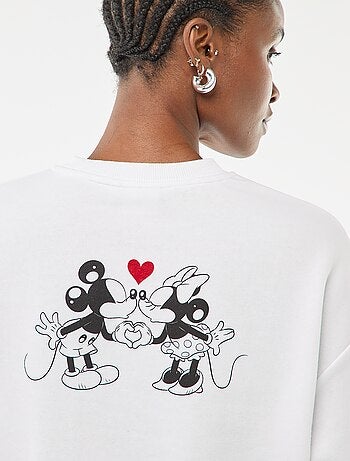 Sweat imprimé 'Disney' 'Mickey et minnie' en coton uni