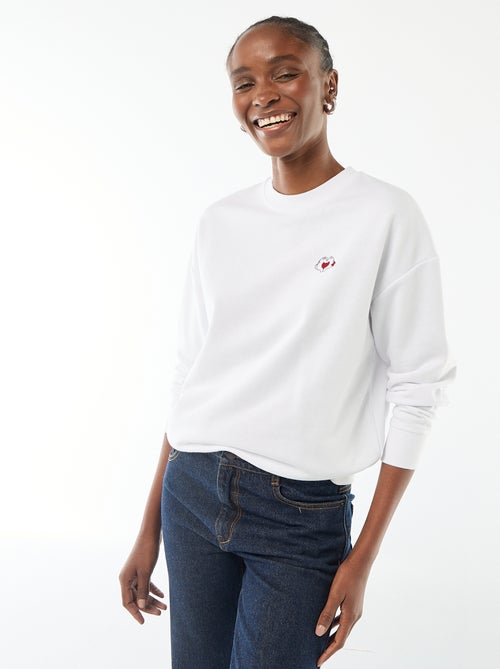 Sweat imprimé 'Disney' 'Mickey et minnie' en coton uni - Kiabi