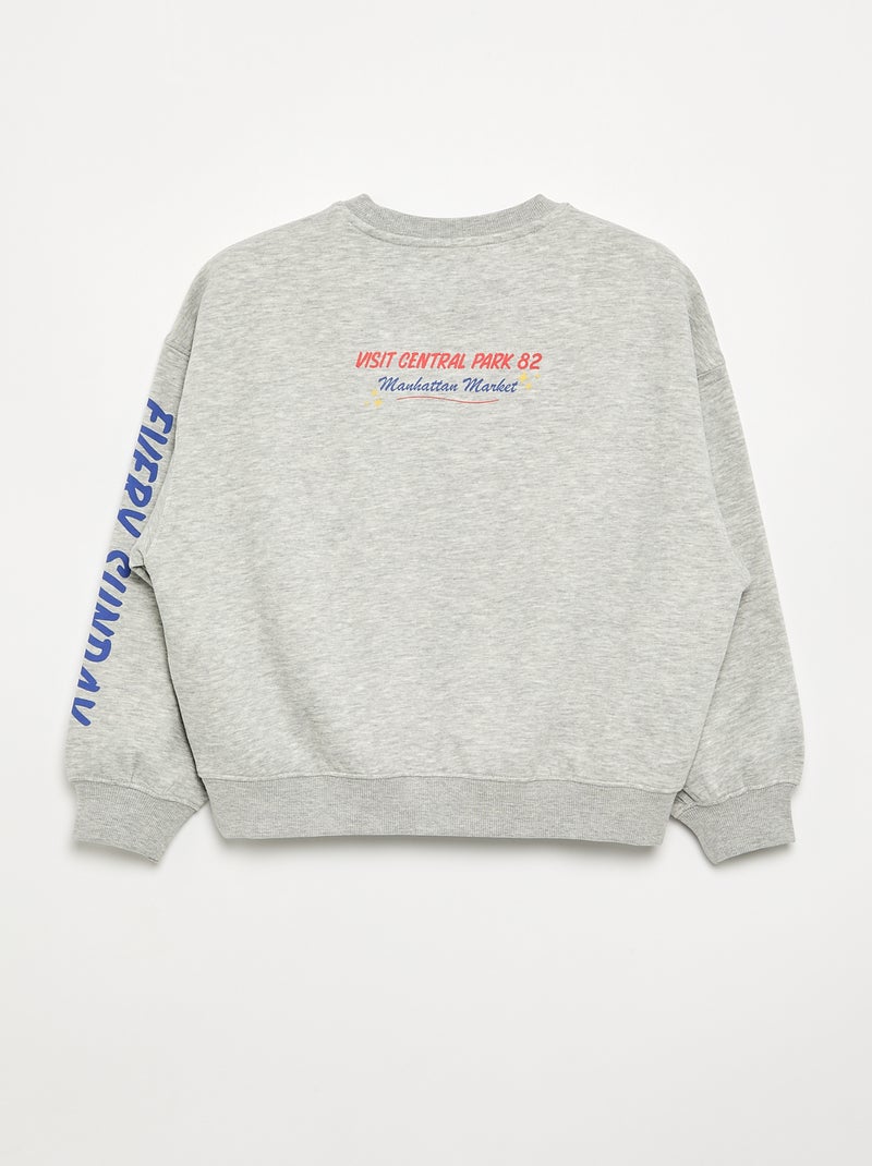 Sweat imprimé effet loose Gris - Kiabi