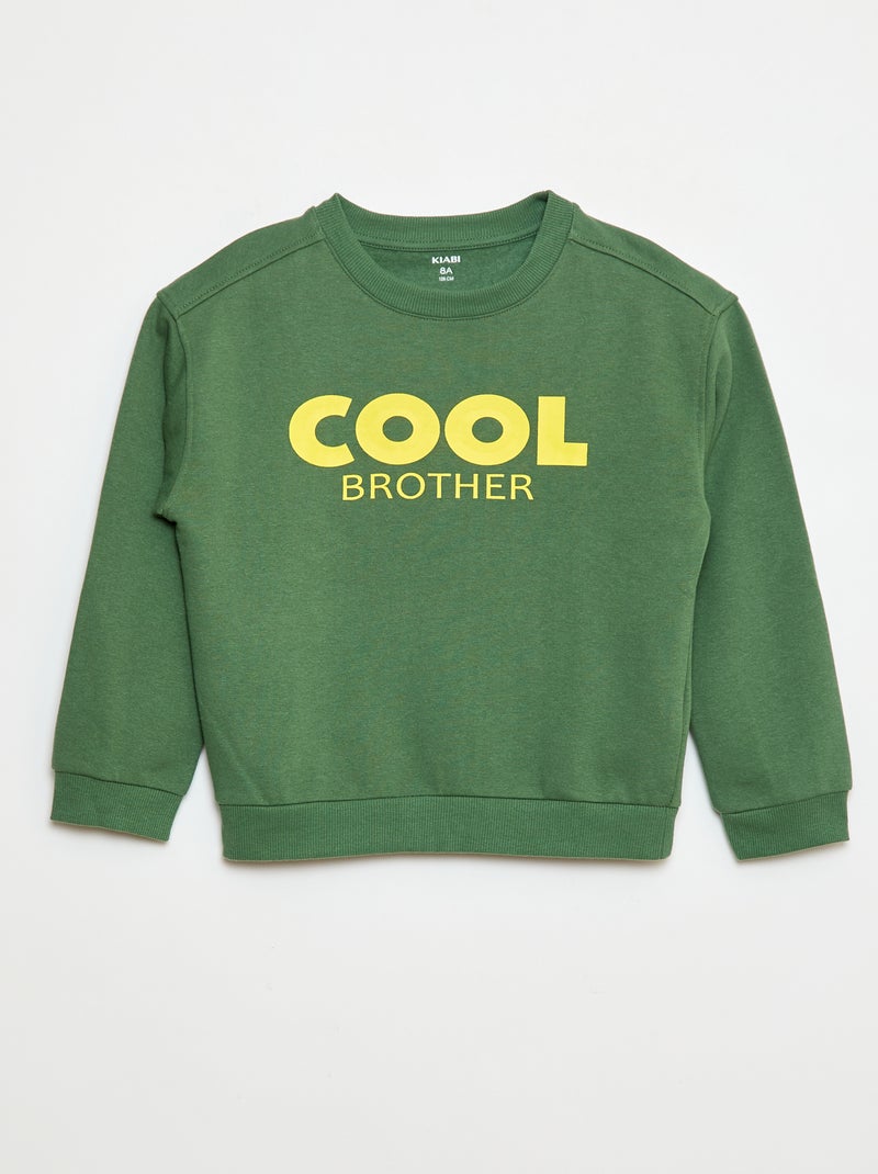 Sweat imprimé en coton Vert - Kiabi