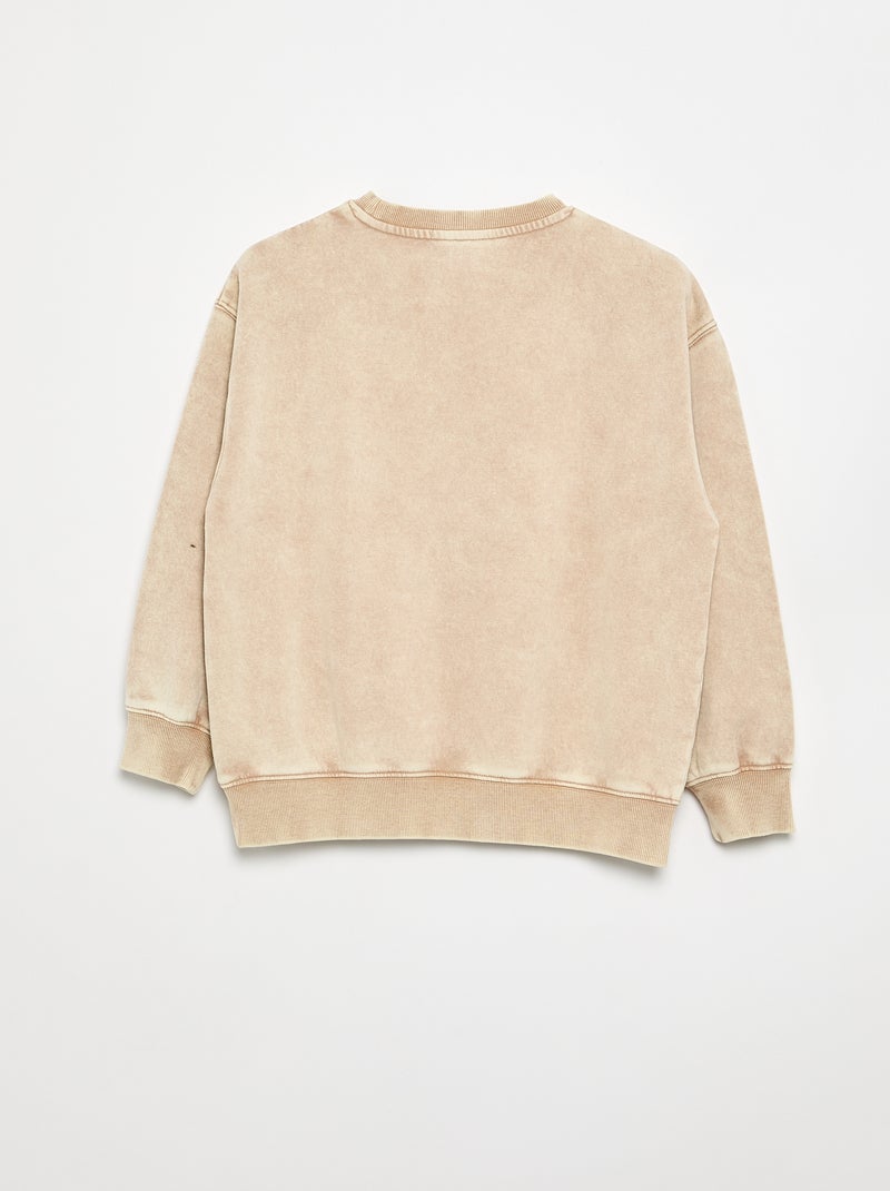 Sweat imprimé en French Terry Beige - Kiabi