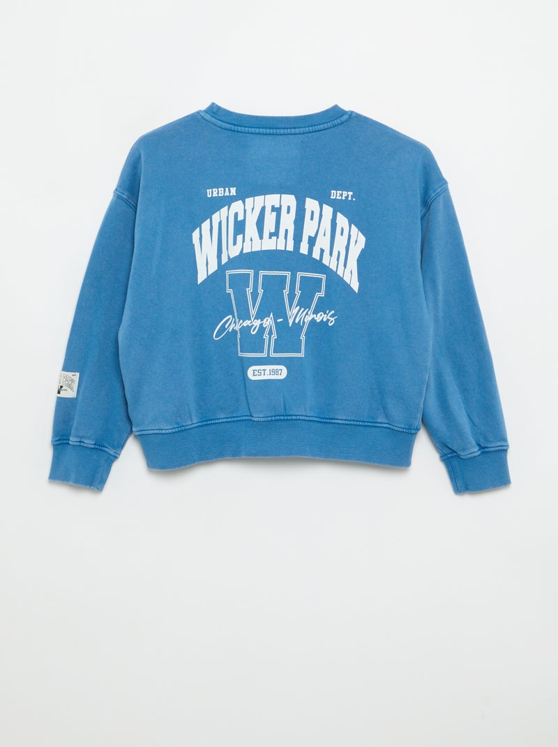 Sweat imprimé en French Terry Bleu - Kiabi