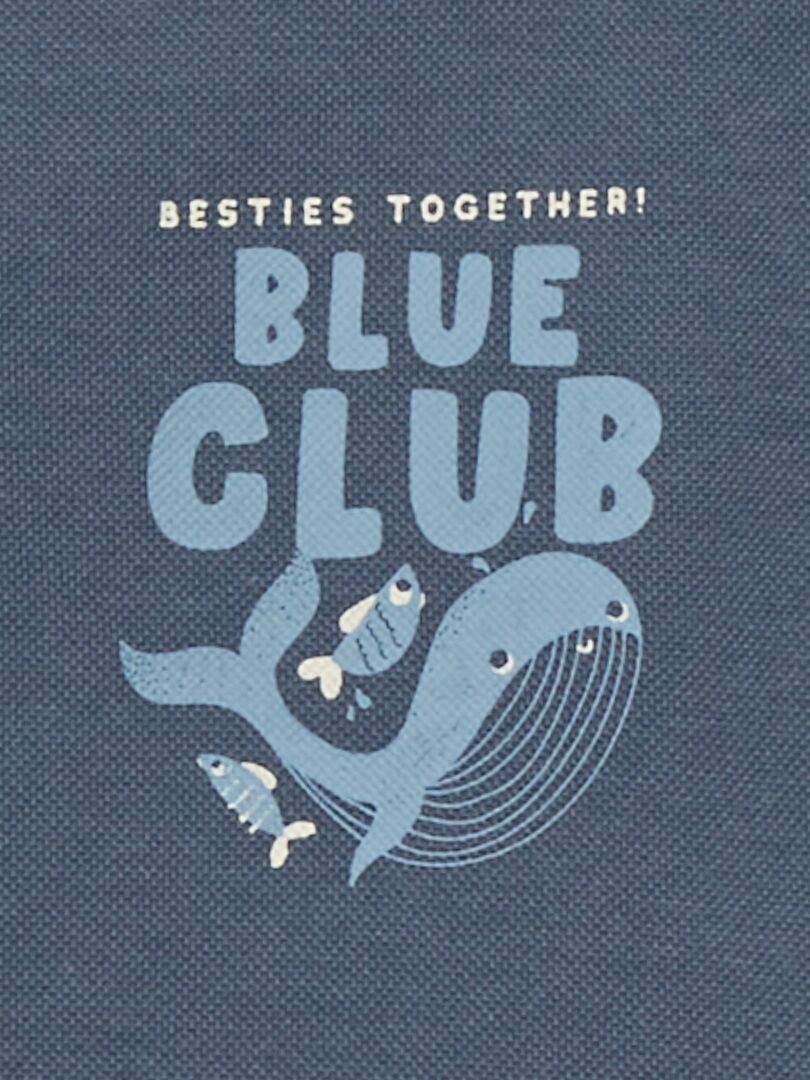 Sweat imprimé en maille piquée 'baleine' Bleu - Kiabi