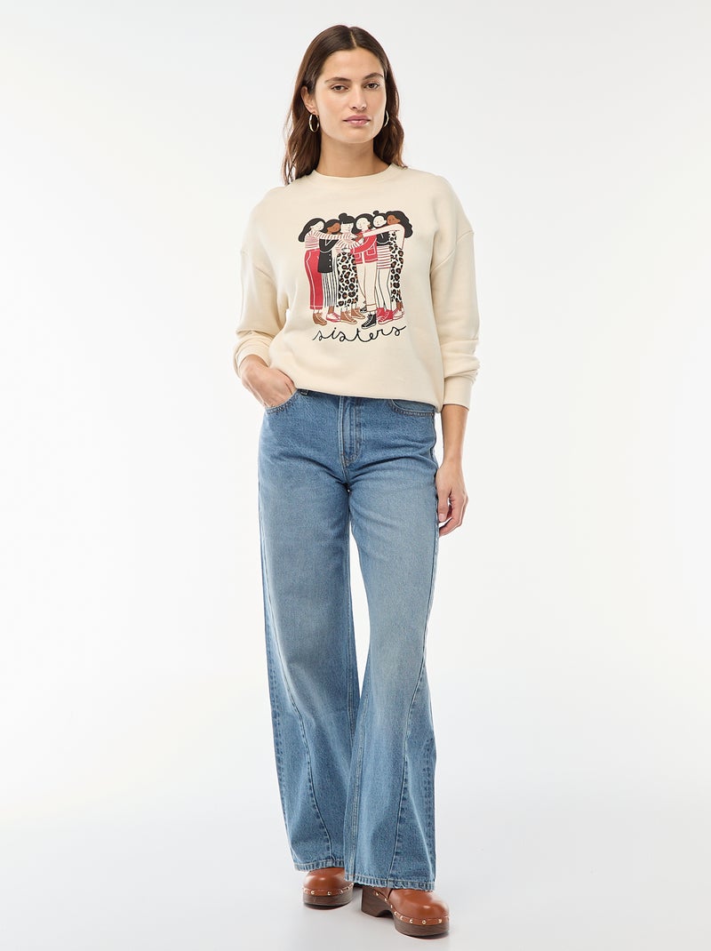 Sweat imprimé en molleton léger  'Agathe Sorlet x Kiabi' Blanc - Kiabi