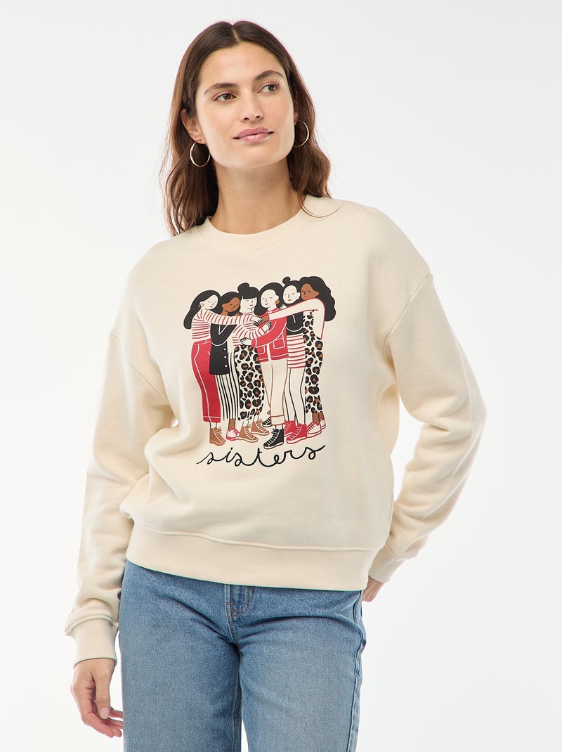 Sweat imprimé en molleton léger  'Agathe Sorlet x Kiabi' Blanc - Kiabi