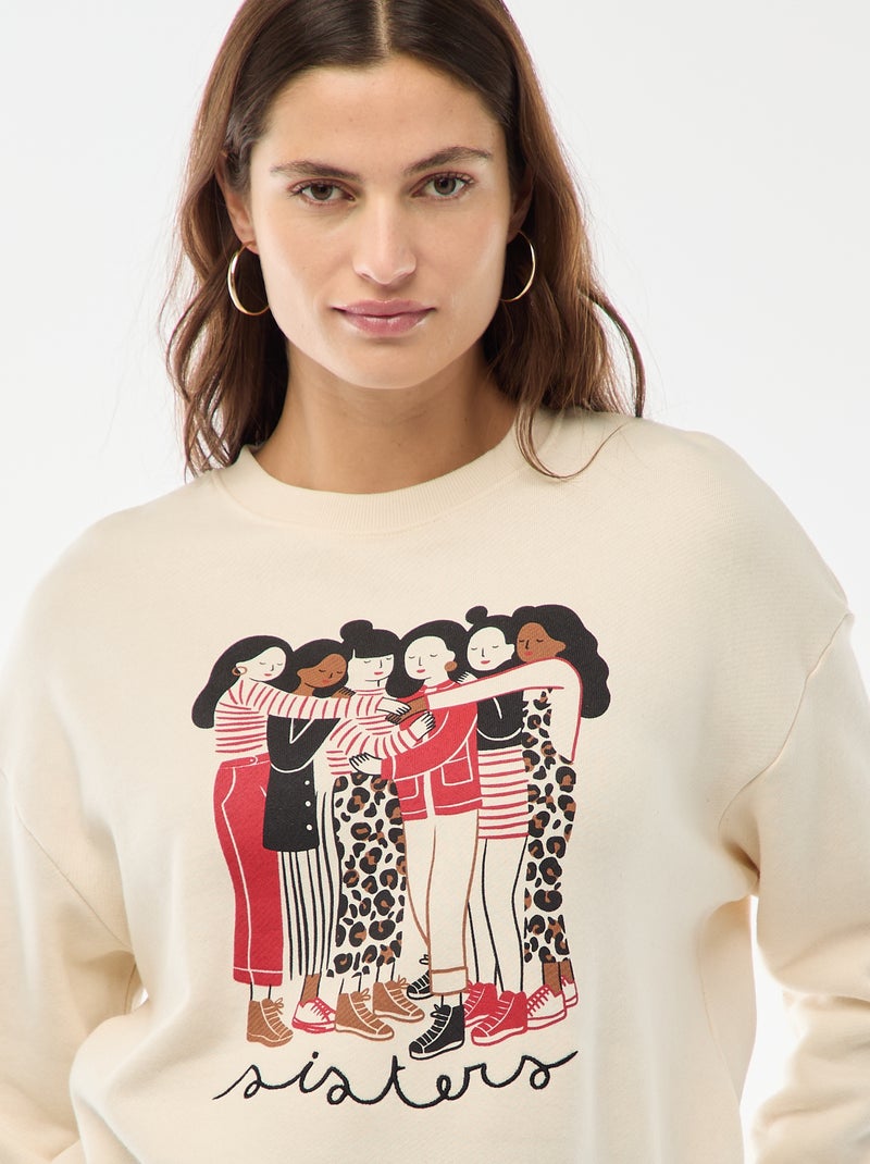 Sweat imprimé en molleton léger  'Agathe Sorlet x Kiabi' Blanc - Kiabi