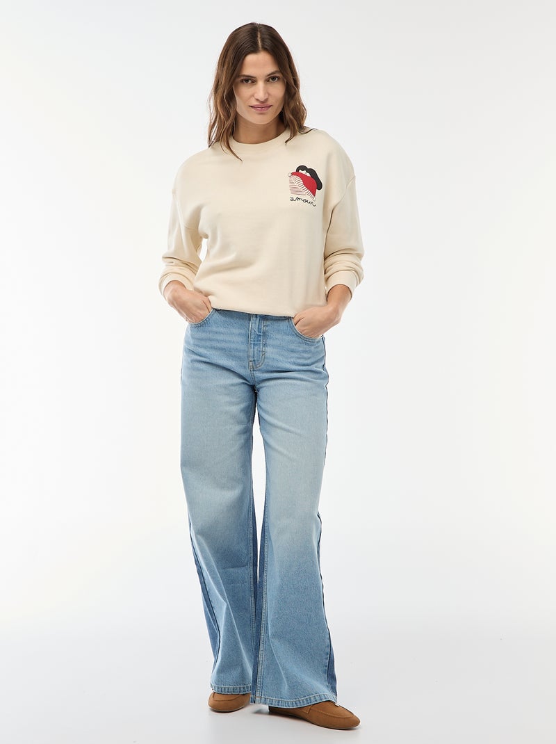 Sweat imprimé en molleton léger  'Agathe Sorlet x Kiabi' Blanc - Kiabi