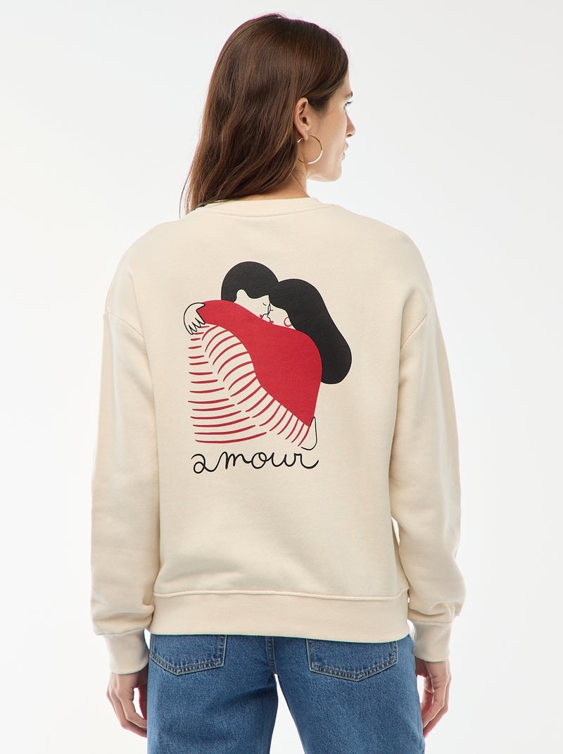 Sweat imprimé en molleton léger  'Agathe Sorlet x Kiabi' Blanc - Kiabi