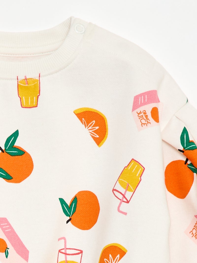 Sweat imprimé fantaisie - Grafik Edition Blanc - Kiabi