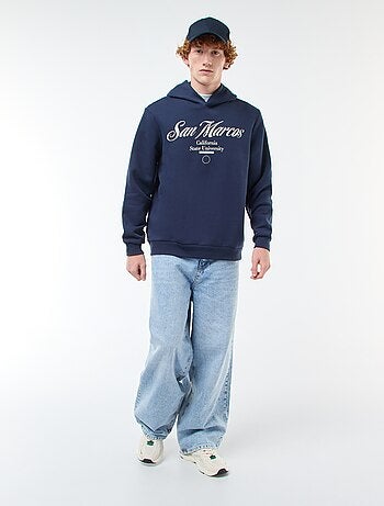 Sweat imprimé fantaisie en coton uni