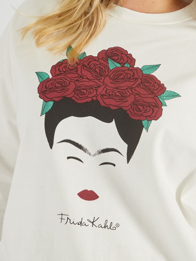 Sweat imprimé 'Frida Kahlo' Crème - Kiabi