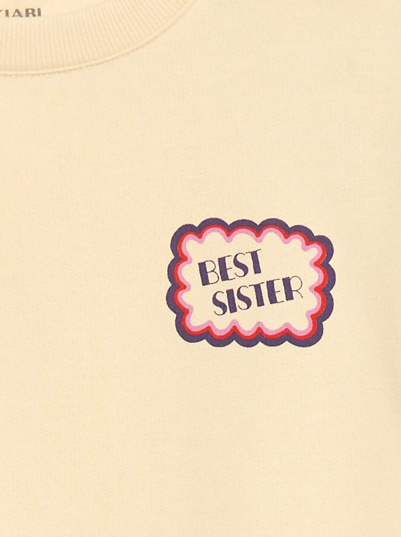 Sweat imprimé message 'sisters' Beige - Kiabi