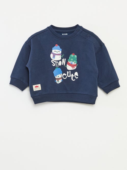 Sweat imprimé Noël en polaire coton - Kiabi