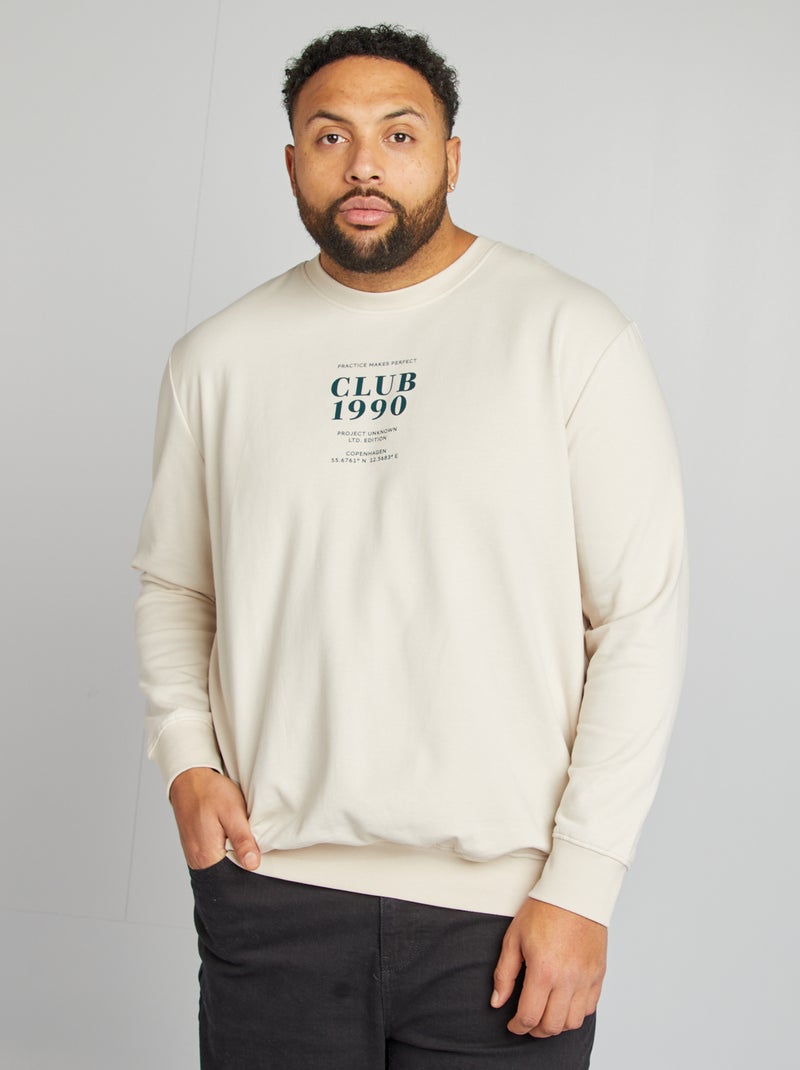 Sweat imprimé recto-verso BEIGE - Kiabi