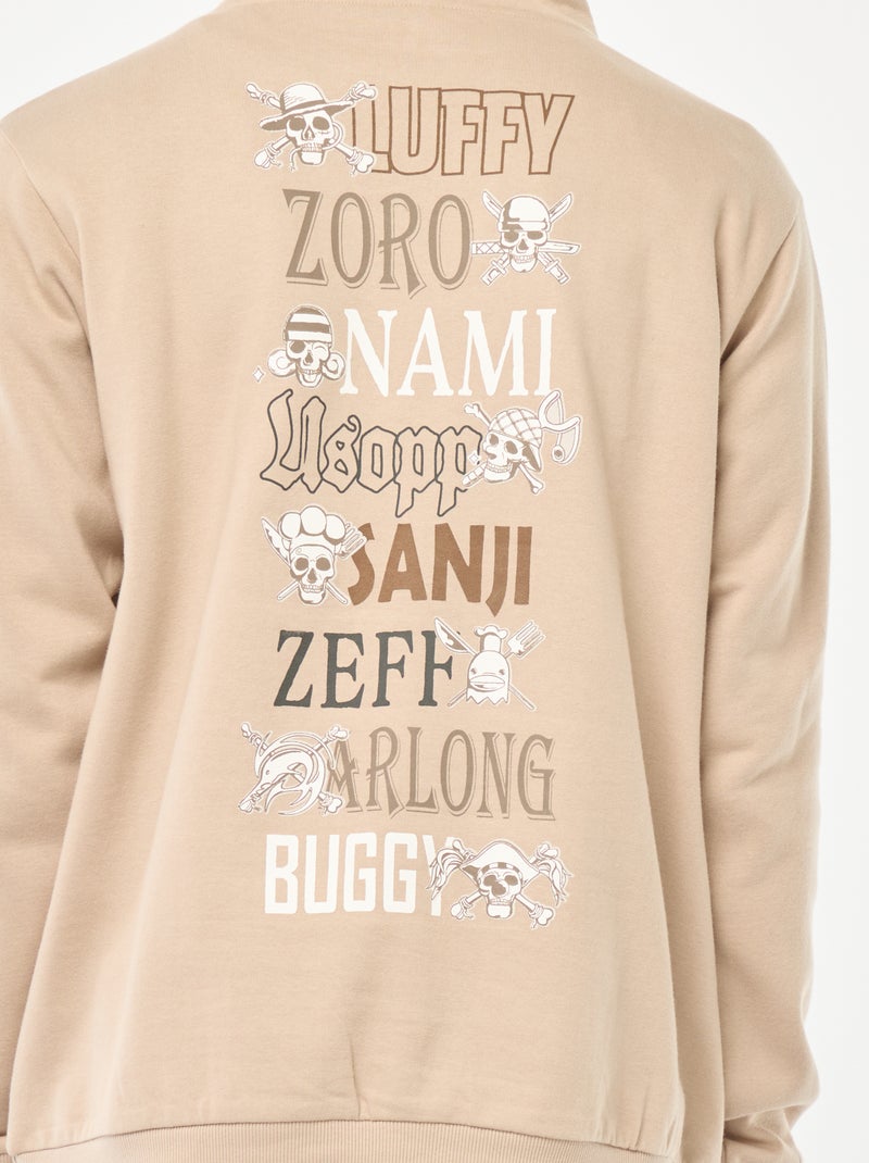 Sweat imprimé recto-verso 'One Piece' à capuche Beige - Kiabi