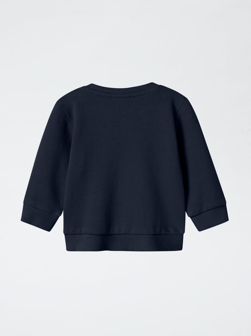 Sweat léger avec animation 'ours' en maille bouclette Bleu - Kiabi