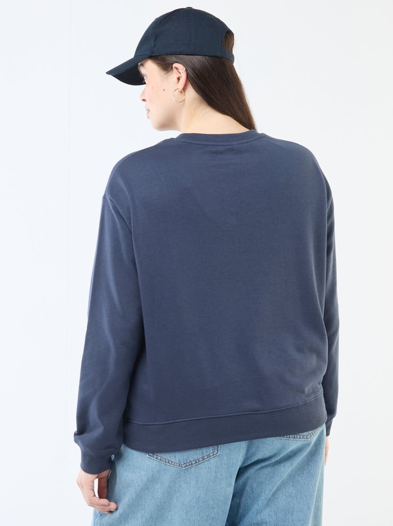 Sweat léger en French Terry avec inscription Bleu - Kiabi