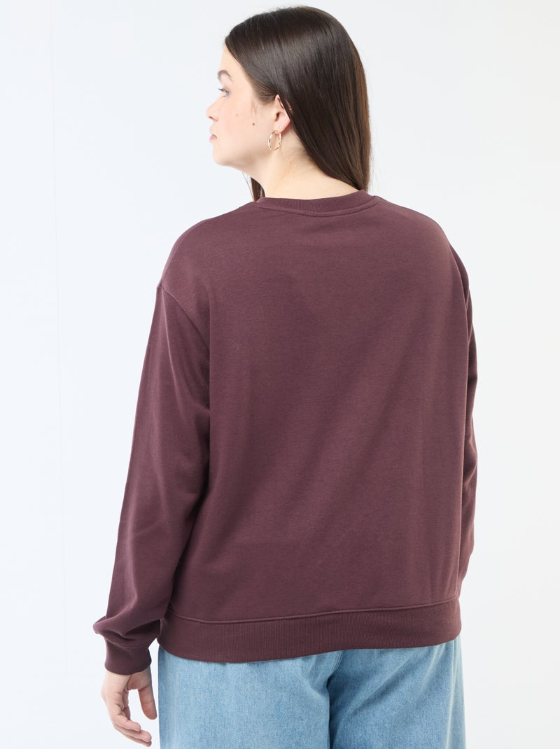 Sweat léger en French Terry avec inscription Marron - Kiabi