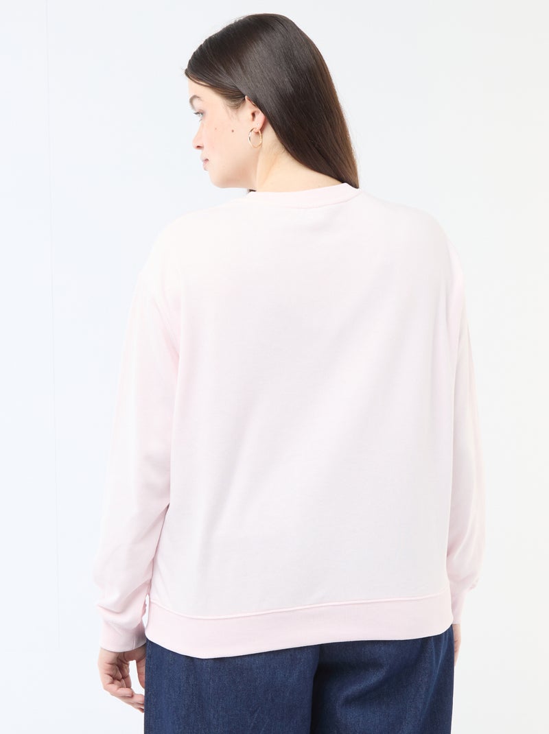 Sweat léger en French Terry avec inscription Rose - Kiabi