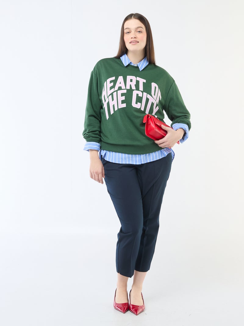 Sweat léger en French Terry avec inscription Vert - Kiabi