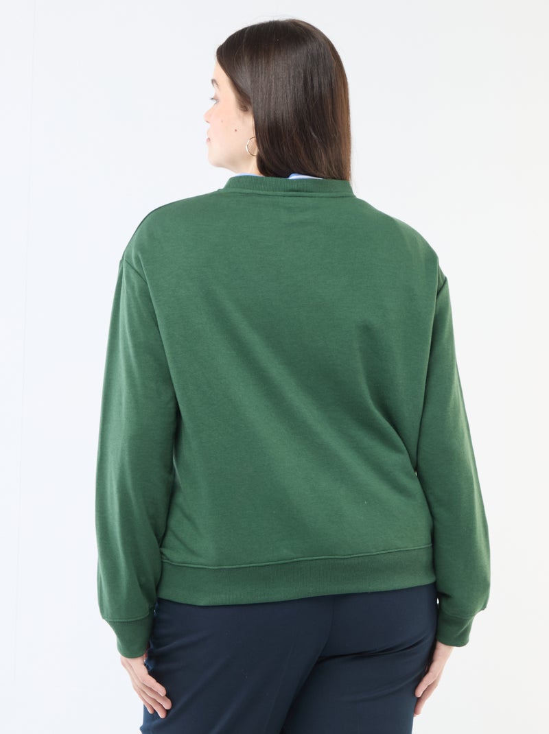 Sweat léger en French Terry avec inscription Vert - Kiabi