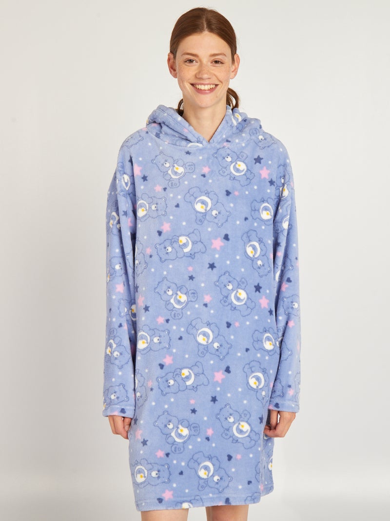 Sweat long à capuche 'Bisounours' Bleu - Kiabi