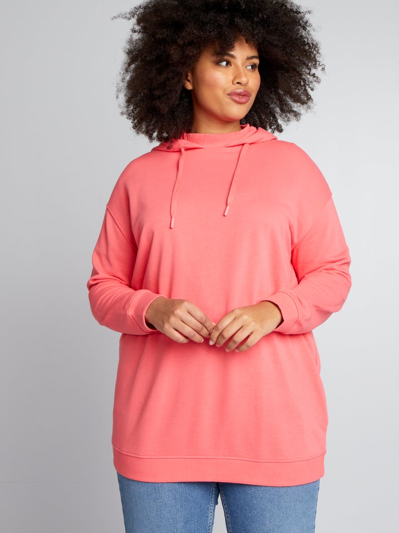 Sweat long à capuche Rose - Kiabi