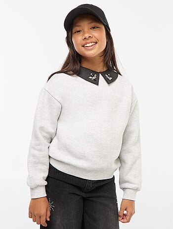 Sweat loose avec col à strass