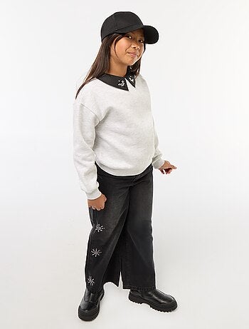 Sweat loose avec col à strass